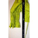 Urban Outfitters  Green Ribbed Puff Sleeve Tie Front Crop Top Size Medium Photo 6