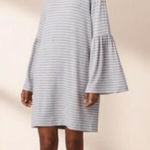 Lou & grey Striped Hooded Dress size Small Bell Sleeves Grey/White Soft Knit Photo 0