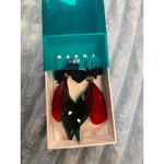 Marni at H M Dangle Earrings Black Bow Rhinestone Red Green Leaf Statement Photo 1