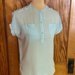 Vintage 80s dressy baby blue blouse Photo 10