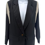 Black Chain Fringe Shoulder Blazer Small Western Glam Embellished Jacket Cowgirl Photo 0