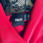ASOS Deep Red & Black Lace Fit & Flare V-Neck Christmas Party Dress | Size: 6/S Photo 9