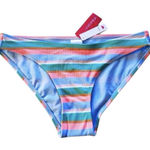Xhilaration  Bikini Bottom Women Size M Multicolor Stripe Cheeky Ribbed Blue Pink Photo 0