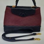 Vince Camuto  Black and Black Cherry Satchel Bag with shoulder strap Photo 0