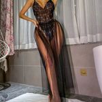 ✨ Floral Lace Scalloped Teddy Bodysuit & Mesh Skirt✨ Black Size L Photo 2