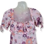 For Love & Lemons Magnolia Mini Dress Pink Floral Cottagecore Milkmaid Ruffle S Photo 2