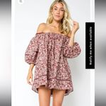 Olivaceous Avery Dress Boho Western Floral Lace Puff Short Sleeve Mini Medium Photo 5