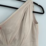 David's Bridal Champagne Long One Shoulder Chiffon Dress Photo 1