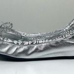 Valentino Garavani  VLOGO Signature Metallic Silver Leather Ballet Flats 36.5 NEW Photo 5