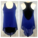 Unique blue and black racerback bodycon chiffon tunic top size small Photo 1