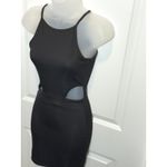 Pretty Little Thing Black Cutout Halter Neck Bodycon Mini Dress 2 Goth Clubwear XS Photo 3