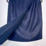 Breeches Vtg Size 10 Linen Faux Wrap Skirt Knee Length Lined Navy Blue USA Photo 1