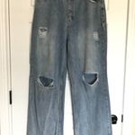SheIn Distressed Straight Leg Jeans Women's XL High Waist Baggy Light Wash Denim Photo 2