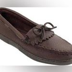 Minnetonka brown soft pebbled leather moccasins indoor outdoor slippers size 8 Photo 0