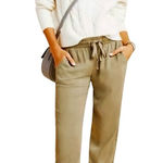 Anthropologie CLOTH & STONE Linen Blend Brown Drawstring Joggers Photo 0