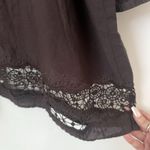Karen Rogers Peasant Lace Trim Top Chocolate Brown Boho Square Neck Blouse XL Photo 4