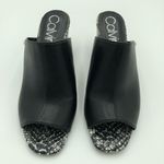 Calvin Klein Black and White Snake Print Mule Open Toe Heels Size 10 Photo 1