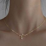 Flash Diamond Heartbeat Necklace Niche Design Simple Elegant Gold Photo 0