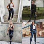 ZARA  Faux Leather Joggers Black Photo 7