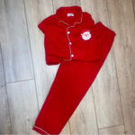 MATCHING SET, TWO Poppins & Pan Santa Christmas Embroidered Cotton Pajamas XL White Photo 1