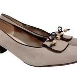 Salvatore Ferragamo  GRAY SHOES SZ 8.5 A2 Women's Gold Accent Black Trim Office Photo 0