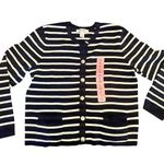 Nine West Women’s Blue&white Striped Button Down Sweater Cardigan NWOT. Small. Photo 0