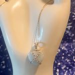 14K Gold Jade & Diamond Heart Pendant Necklace Photo 13