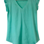 EXPRESS Women’s Cap Sleeve Blouse Teal Size XS EUC FLAW Professional Girly Cute Photo 0