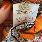 SSLR Orange Boho Patchwork Print Button Shirt, Indie Folk Eclectic S Photo 7