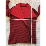Chico's Red Black Jacquard Open Front Wool Blend Jackie Cardigan Photo 4