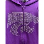 full zip Women hoodie size XL purple 100% cotton Kansas state logo rhinestones Photo 1