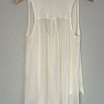 Free People  Cream Rayon Sleeveless Top Neck Tie Ivory Relaxed Long Boho Sheer Photo 4