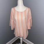 Seven7  Women's Striped Peplum Sleeve Top size small Photo 1
