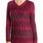 prAna Leisel Plum Gradient Striped Pink Cable Knit Long Sleeve Sweater Photo 0