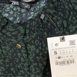 ZARA  Animal Print Ruffle Mini Dress, Color Green/Black, Size S, NWT Photo 5