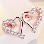 14K Rose Gold Plated CZ Cubic Zirconia Love Heart Stud Earrings Photo 0