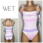 Anthropologie New. WET from L.A. pink and purple stripe swimsuit.  small. Retails $148 Photo 2