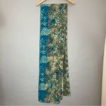 None Long Floral Scarf Dots Blue Textured Floaty Women 41x88 Art-to-Wear Boho Roses‎ Photo 2