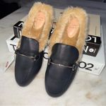 A New Day  Target Rebe Black Faux Leather Fur Mule Backless  with a Gold-Finished Photo 2