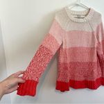 Aerie  AMERICAN EAGLE Heathered Crew Sweater Cream Ivory Coral Colorblock Cotton Photo 8