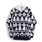 Vera Bradley Jacquard Fleece Hoodie in Nordic Forest Stripe Blue White Small Photo 1