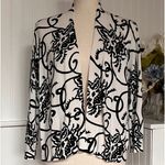 White & Black Long Sleeve Open Front Cardigan by Lyn Size L Photo 1