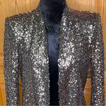 ZARA  Open Front Gold Sequin‎ Black Lining Tuxedo Blazer Jacket Size Small Photo 9