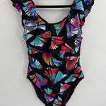 La Blanca  Ruffled Bandeau One Piece floral bathing suit  pattern Swimsuit sz 14 Photo 0