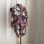 Noen Palm Leaf Button Up Long Sleeve Shirt Dress, Pockets XS Black Photo 5