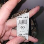 River Island Size 12 Snake Print Maxi Dress Brown Double V Ruffle Sundress Photo 5