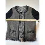 Chico's  Black Tweed Herringbone Jacket with Leopard Print Trim Photo 4