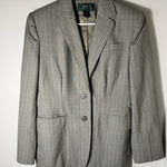 Ralph Lauren Lauren  Wool Women's Grey Pinstripe Wool Blend Blazer Size 8 Photo 0