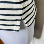 Madewell Lace Up Top SMALL Cream Blue Nautical Striped Short Sleeve Knit Casual Photo 3