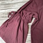 Loft Casual Knit Shirt Blouse Top Crewneck Tie Slit Mid Sleeves Burgundy XXS 2XS Photo 4